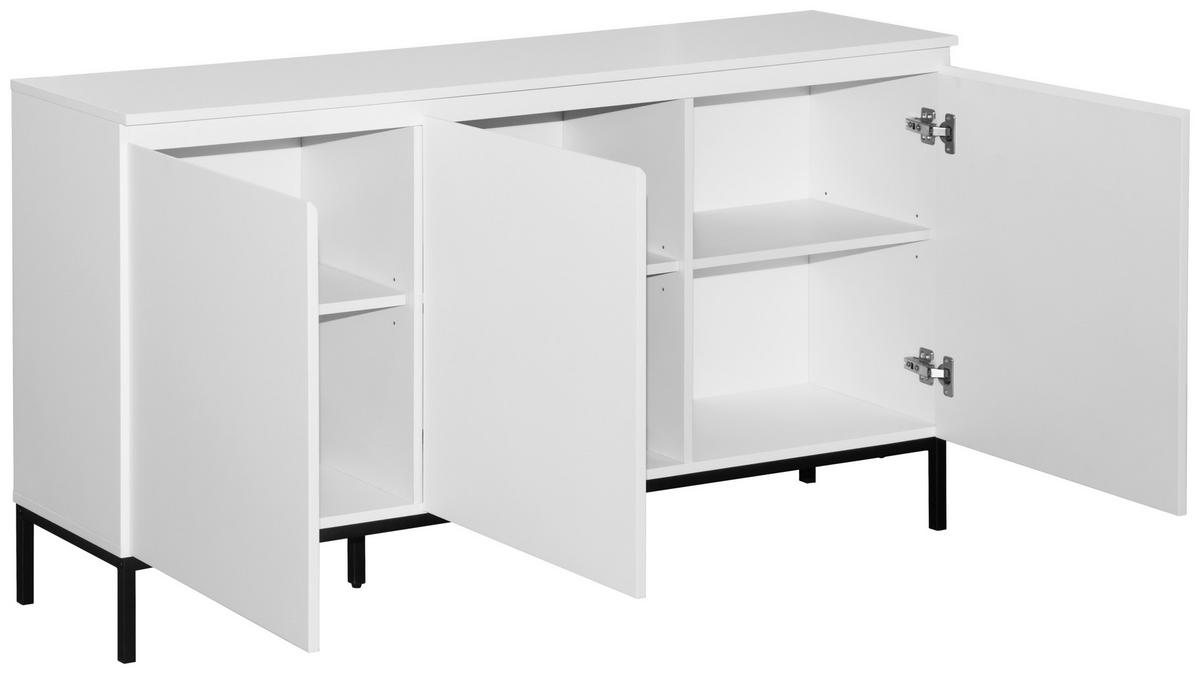 SIDEBOARD  in 150/77/35 cm  - Schwarz/Weiß, Design, Holzwerkstoff/Metall (150/77/35cm) - home24