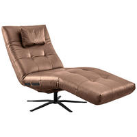 RELAXLIEGE in Echtleder Braun  - Schwarz/Braun, MODERN, Leder/Metall (82/53-115/156-206cm) - Pure Home Comfort