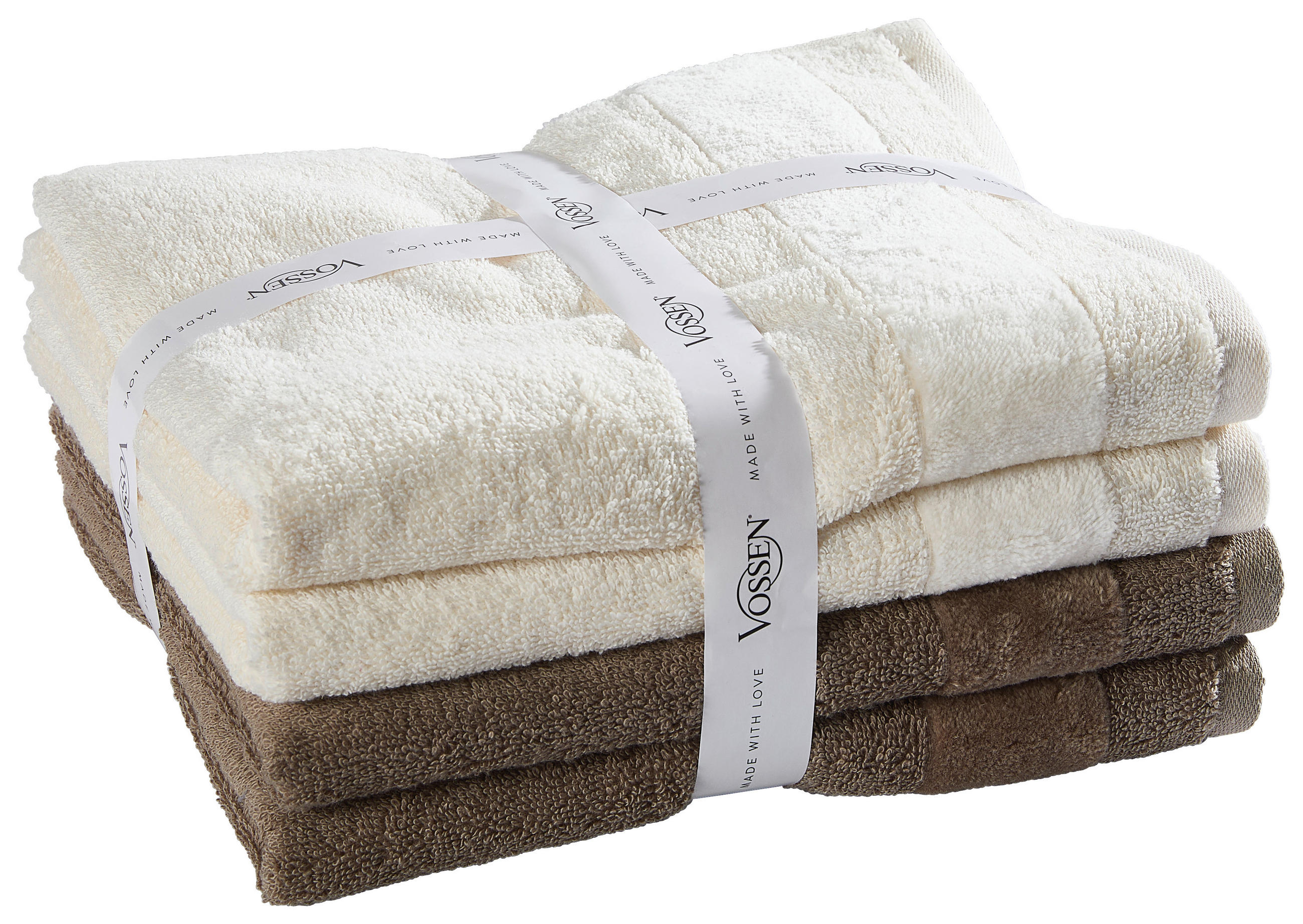 FROTTIERSET Silence Set Beige 4-teilig  - Beige, Basics, Textil - Vossen