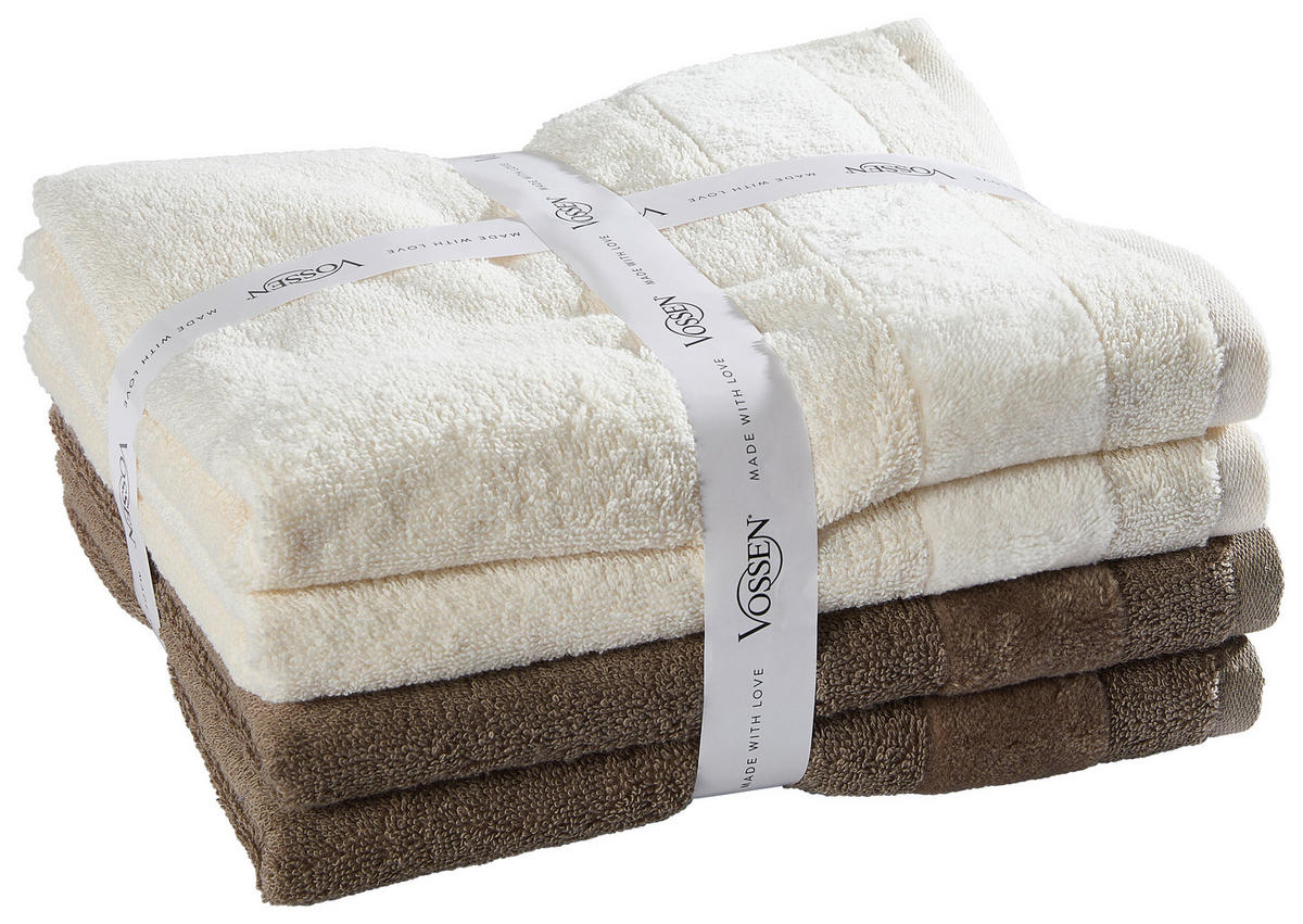 FROTTIERSET Silence Set Beige 4-teilig  - Beige, Basics, Textil - Vossen