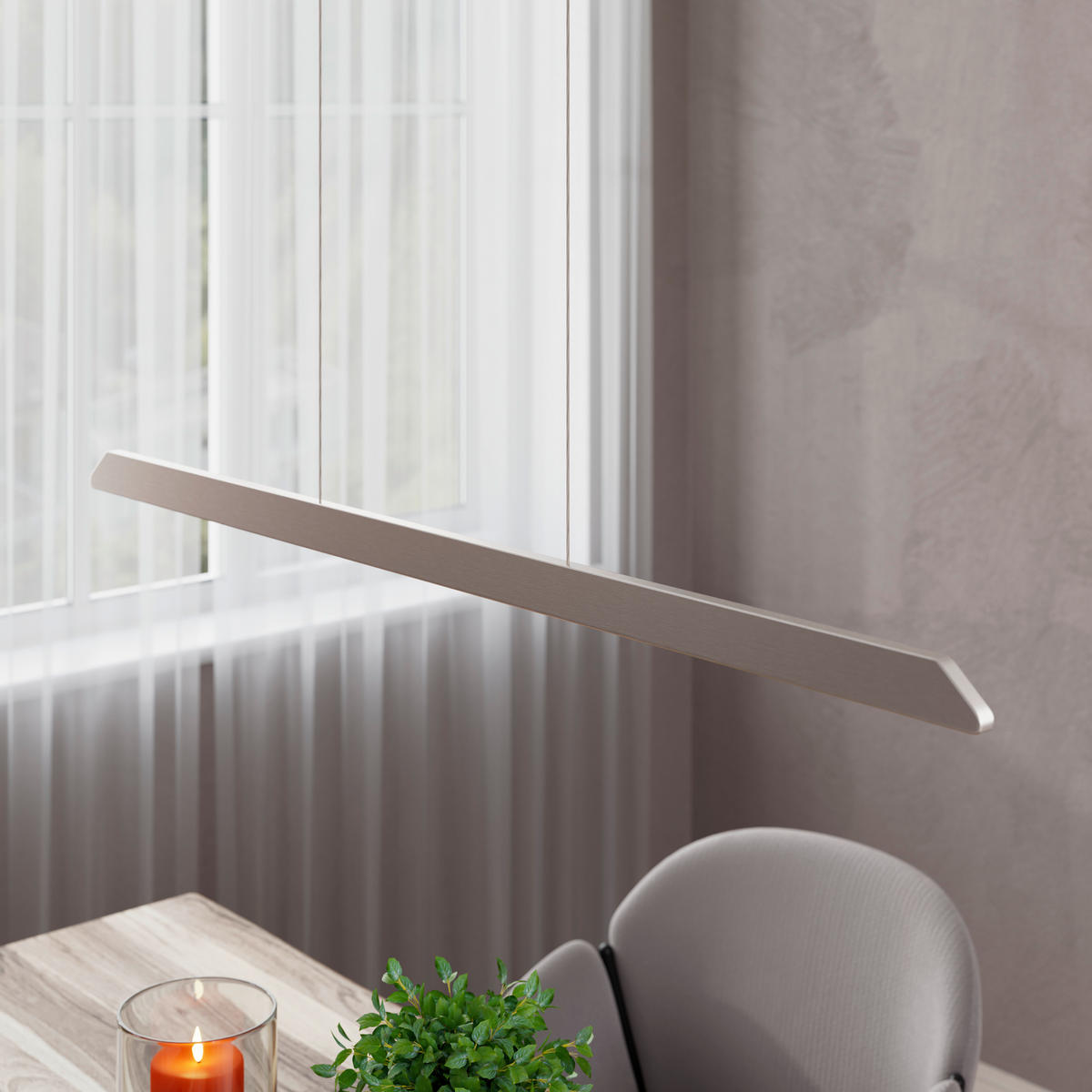 ZÁVĚSNÉ LED SVÍTIDLO, 113/1,5/150 cm  - barvy niklu, Design, kov/plast (113/1,5/150cm) - Novel