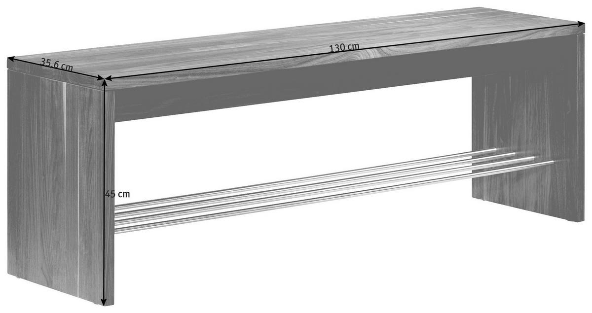 GARDEROBENBANK  in 130/45/35,6 cm  - Chromfarben/Erlefarben, Design, Holz/Metall (130/45/35,6cm) - Team 7