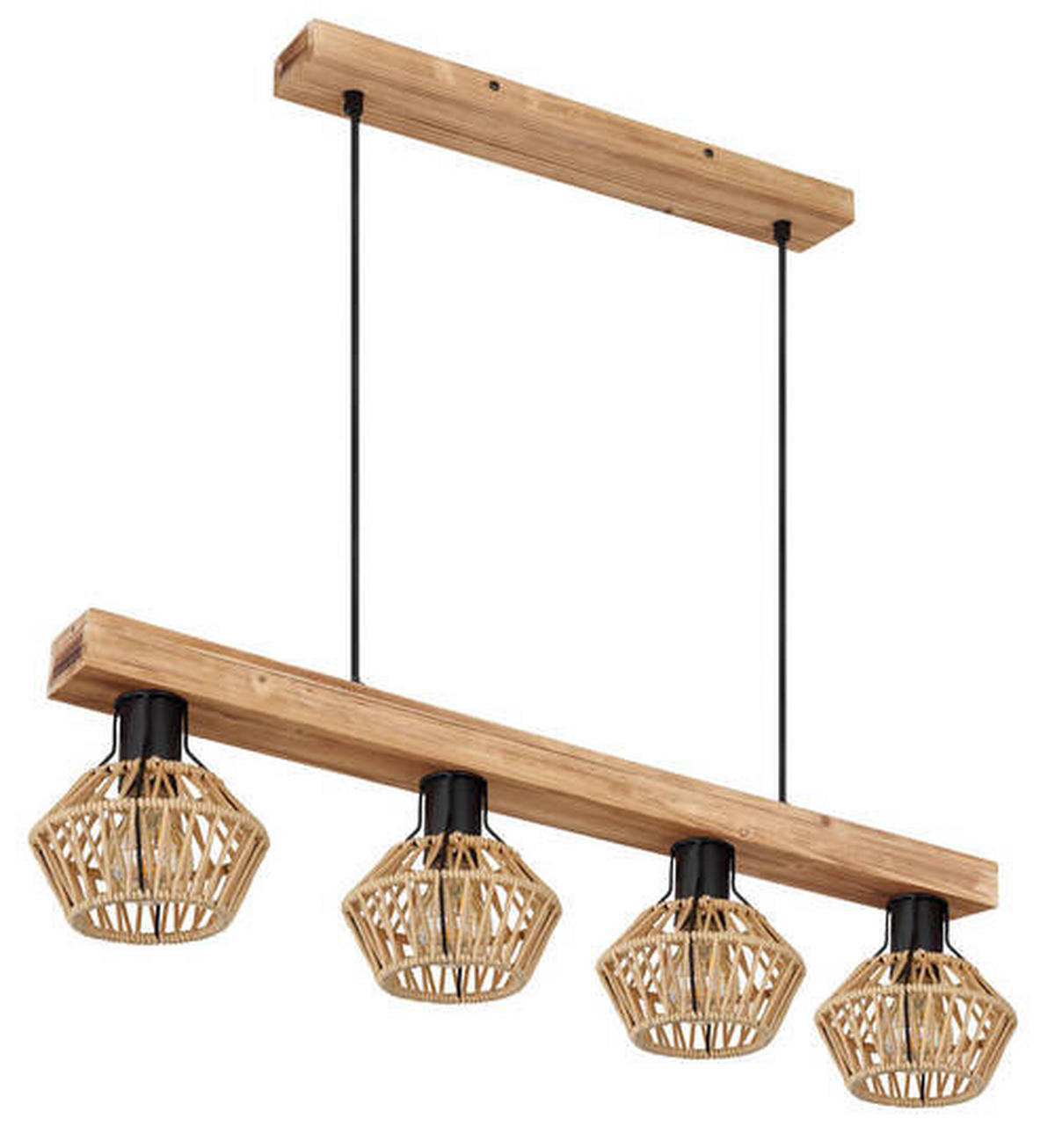 HÄNGLAMPA 80/16/120 cm  - svart/mörkbrun, Natur, metall/naturmaterial (80/16/120cm) - Globo