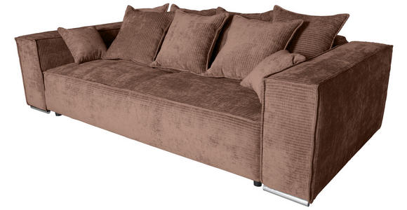BIGSOFA in Flachgewebe Altrosa  - Chromfarben/Altrosa, KONVENTIONELL, Textil/Metall (256/68/122cm) - Carryhome