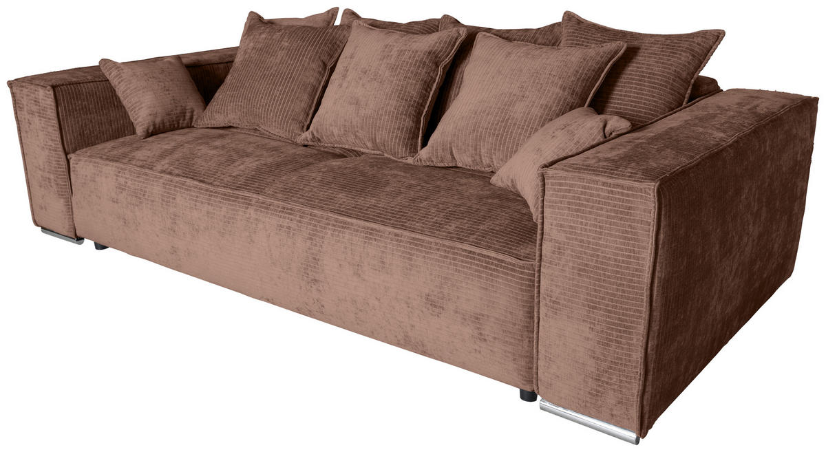 BIGSOFA Flachgewebe Altrosa  - Chromfarben/Altrosa, KONVENTIONELL, Textil/Metall (256/68/122cm) - Carryhome