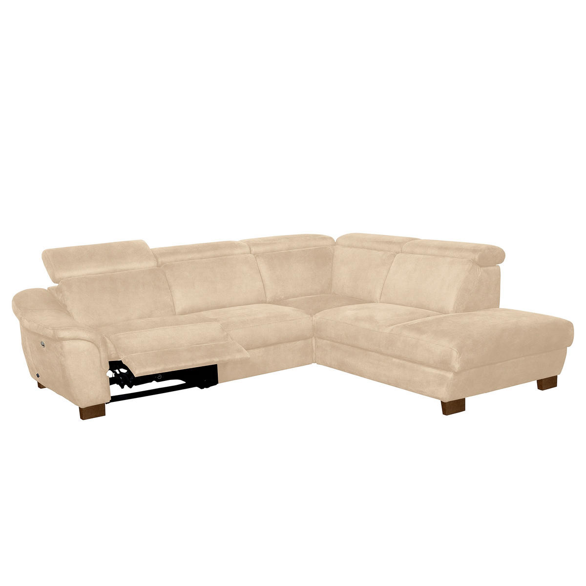 ECKSOFA TREND in Mikrofaser Beige Relaxfunktion, Kopfteilverstellung  276/238 cm  - Wengefarben/Beige, Design, Holz/Textil (276/238cm) - Livetastic