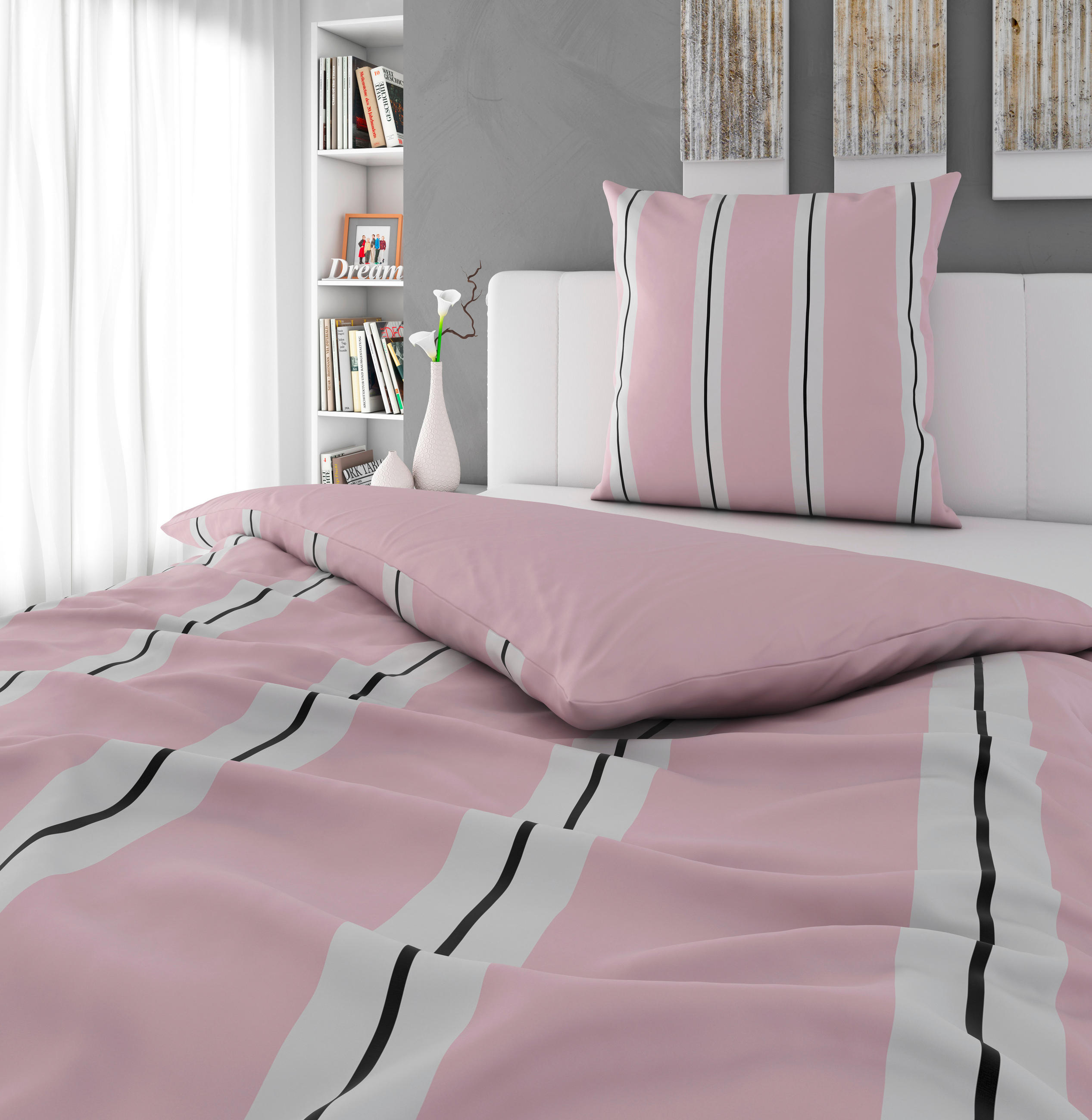 BETTWÄSCHE Stripes Renforcé 155/220 cm  - Pink, KONVENTIONELL, Textil (155/220cm) - Novel