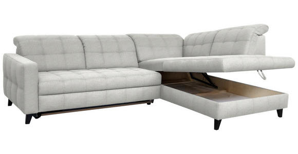 ECKSOFA in Webstoff Hellgrau 297/216 cm - Hellgrau/Schwarz, Design, Holz/Textil (297/216cm) - Xora