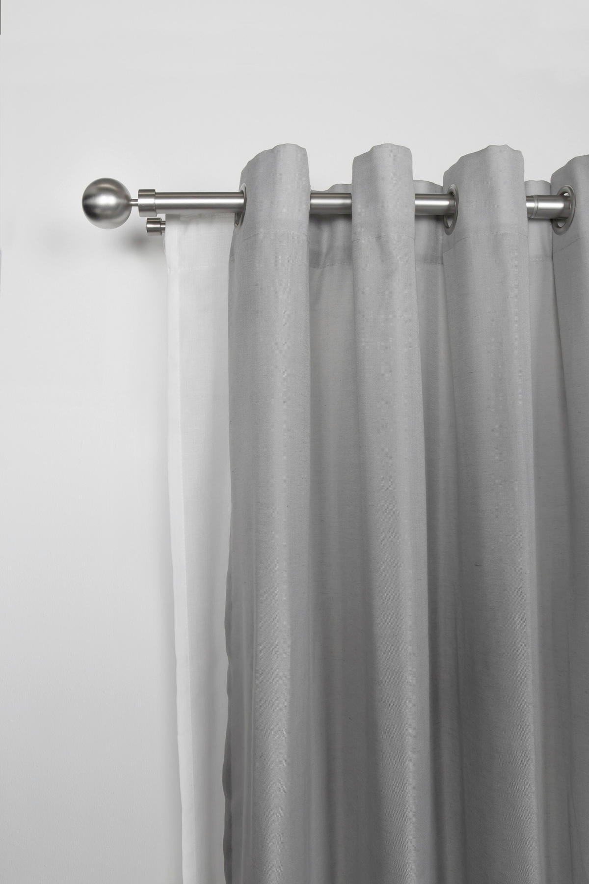 VORHANGSTANGENSET  190 cm  - Grau Hochglanz, Basics, Metall (190cm)