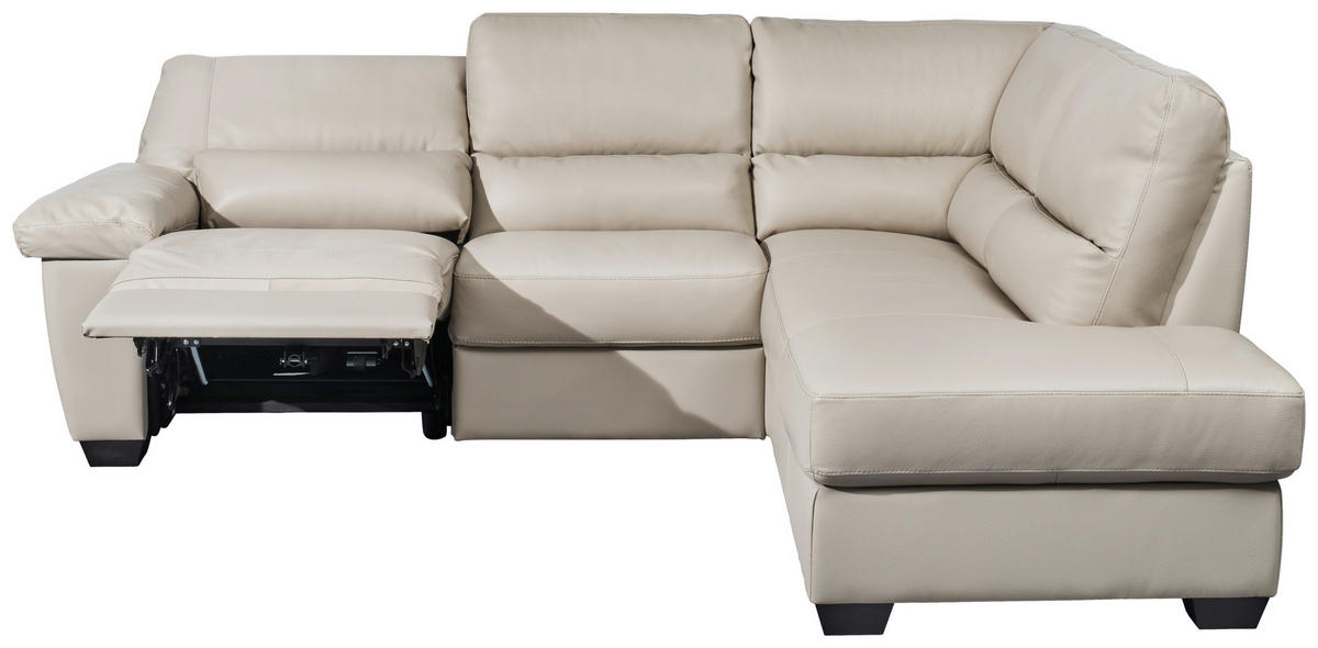 ECKSOFA  in Kombination Echtleder/Lederlook Greige  248/201 cm  - Greige, KONVENTIONELL, Leder/Kunststoff (248/201cm) - Livetastic
