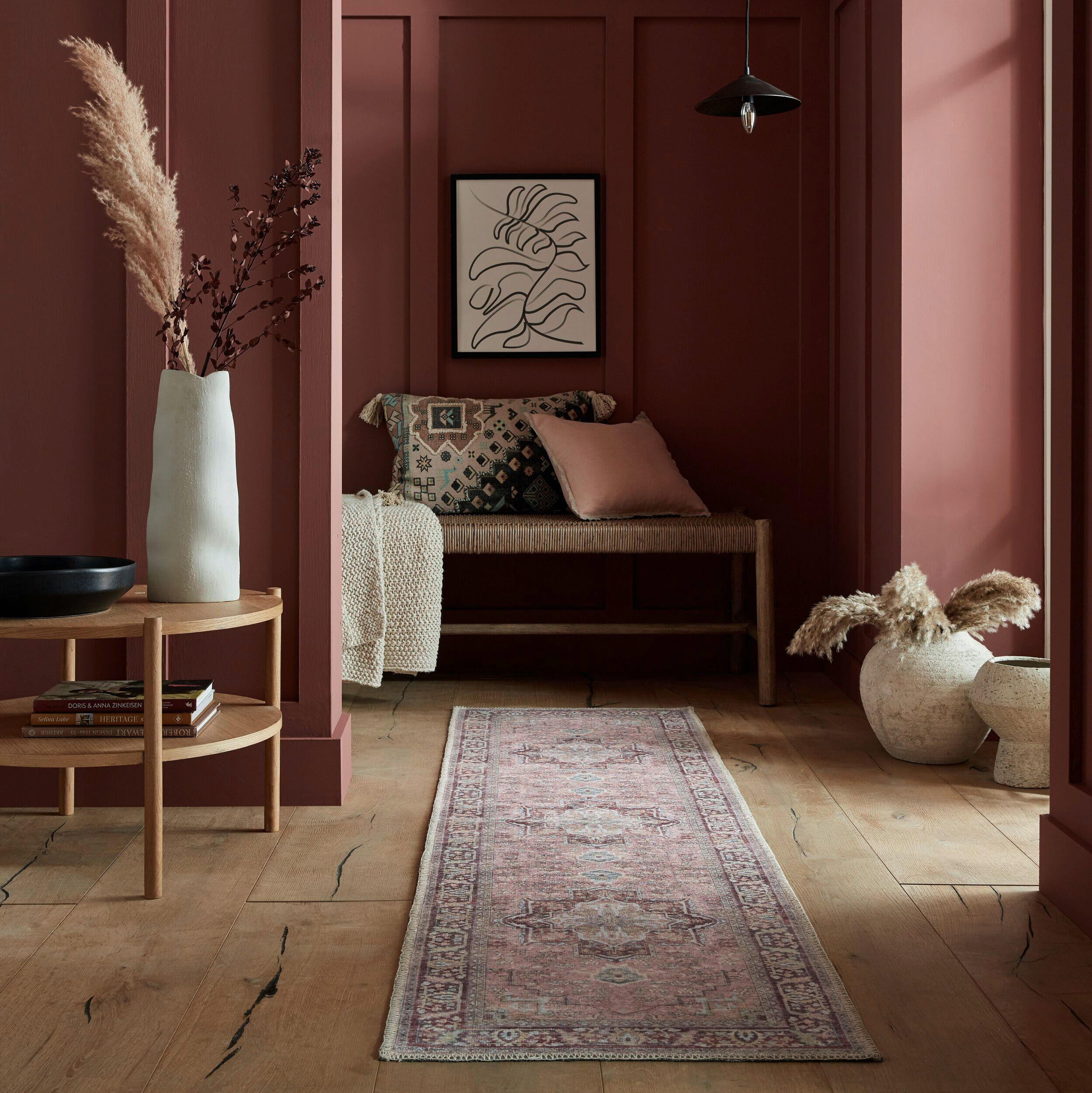 FLACHWEBETEPPICH 60/230 cm Hebden Washable Pink  - Pink, Basics, Textil (60/230cm) - Xora