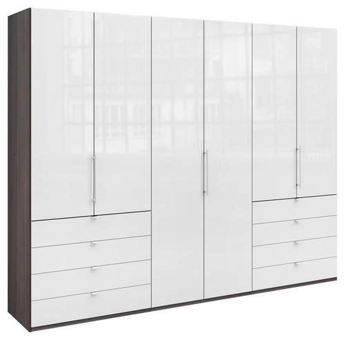 FALTTÜRENSCHRANK 300/236/58 cm 3-türig Weiß, Trüffeleichefarben  - Chromfarben/Trüffeleichefarben, KONVENTIONELL, Glas/Holzwerkstoff (300/236/58cm) - Venda
