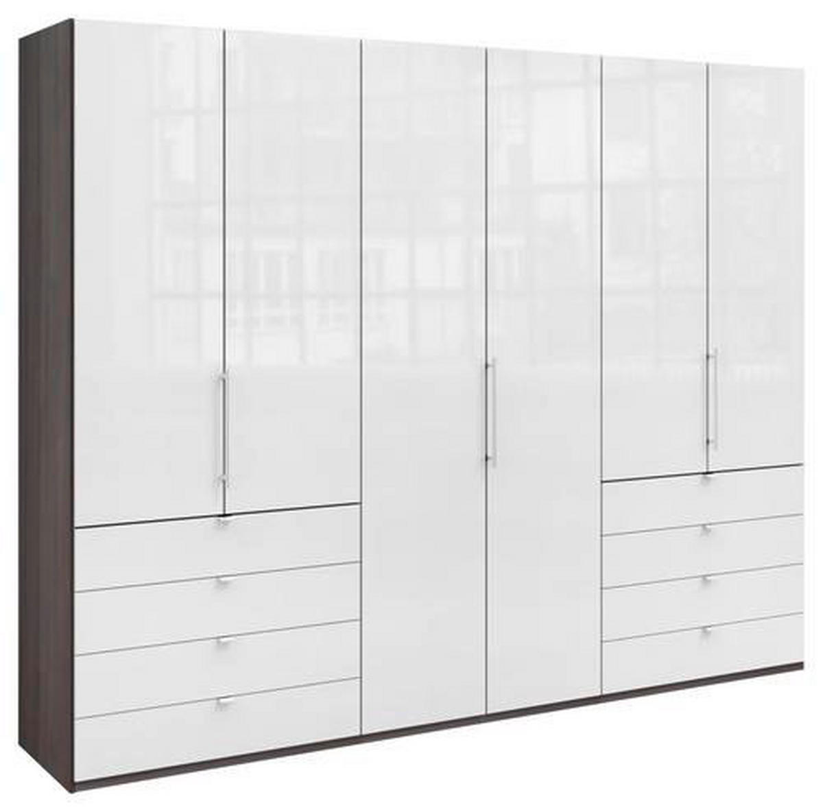 FALTTÜRENSCHRANK in Weiss, Trüffeleichefarben  - Chromfarben/Weiss, Konventionell, Glas/Holzwerkstoff (300/236/58cm) - Venda