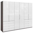 FALTTÜRENSCHRANK Glasfront  in Weiß, Trüffeleichefarben  - Chromfarben/Trüffeleichefarben, KONVENTIONELL, Glas/Holzwerkstoff (300/236/58cm) - Venda