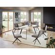 ECKBANK 223/163 cm Lederlook Graubraun, Eichefarben, Schwarz Eiche massiv   - Eichefarben/Graubraun, Design, Holz/Textil (223/163cm) - Voleo