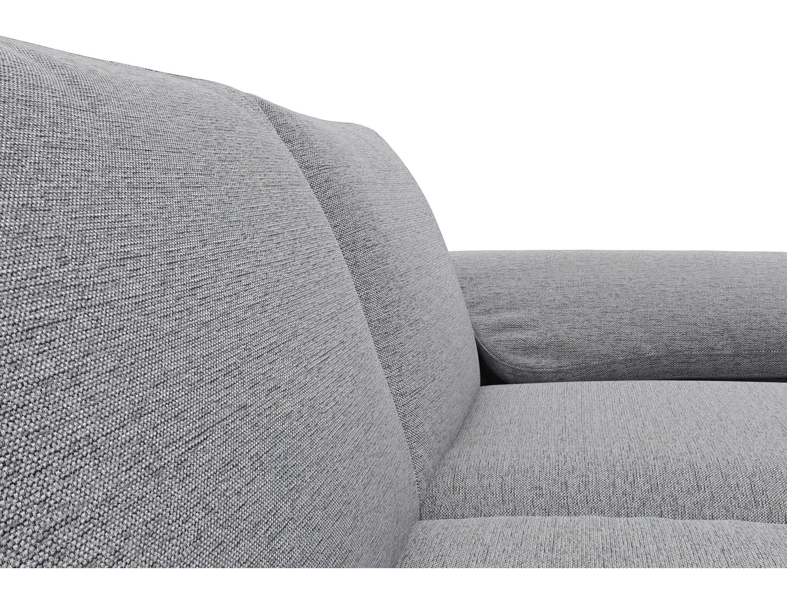 ECKSOFA Hellgrau Flachgewebe  - Hellgrau/Alufarben, Design, Textil/Metall (274/159cm) - Livetastic