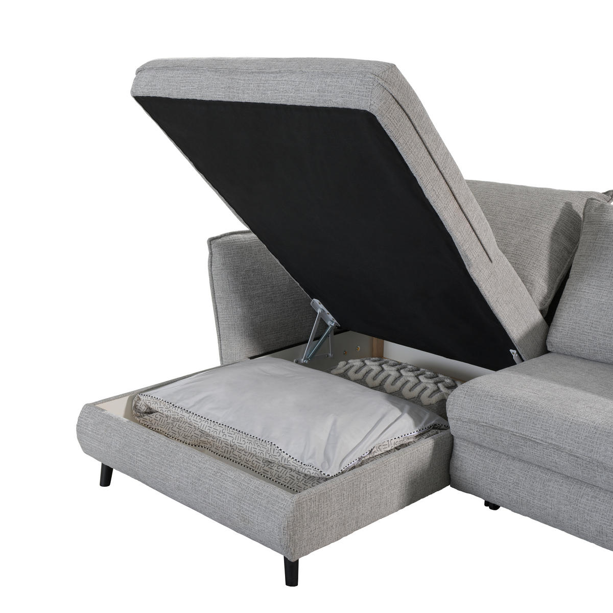 HÖRNSOFFA i struktur grå  - svart/grå, Design, trä/textil (245/161cm) - Livetastic