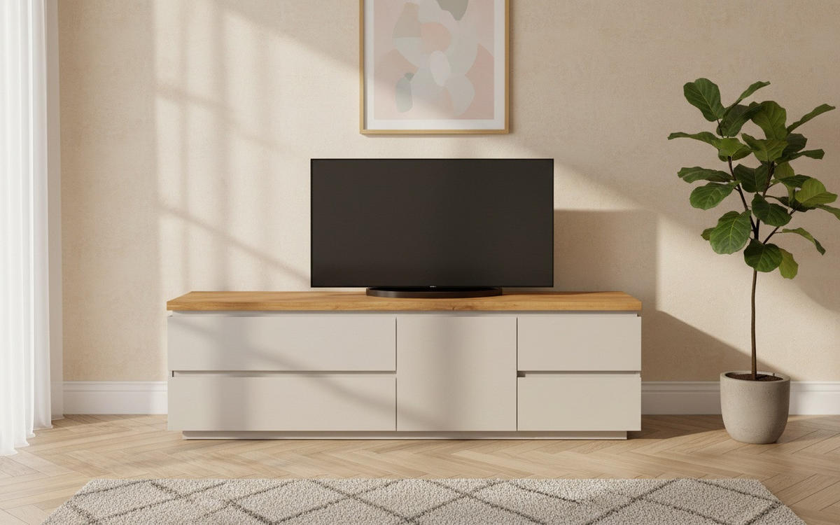 LOWBOARD  195/57,5/42 cm 4 Schublade(n) Typenauswahl, stehend  - Kaschmir/Eichefarben, KONVENTIONELL, Holz/Holzwerkstoff (195/57,5/42cm) - Novel