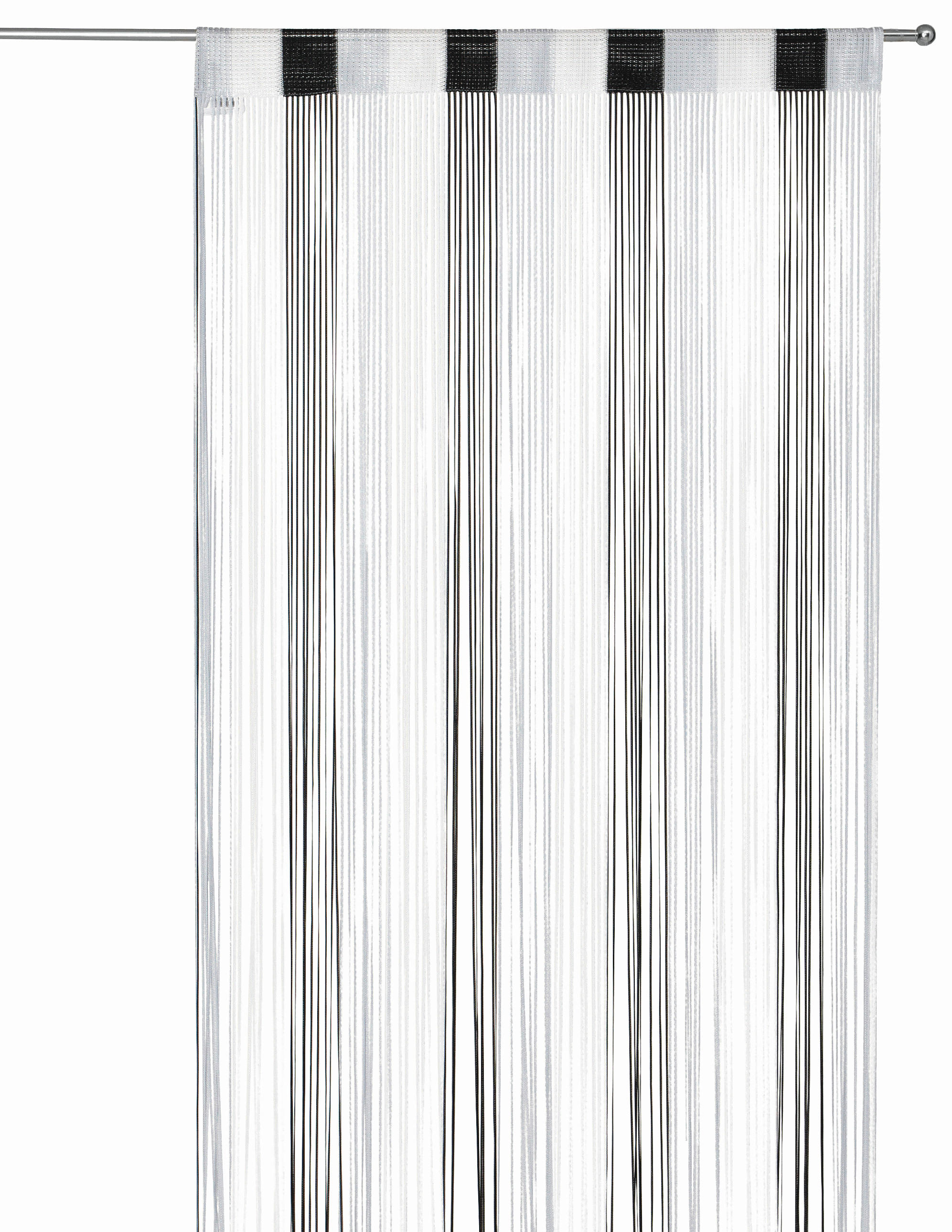 Fadenvorhang + Stangendurchzug Rita 90x245 Cm Schwarz/weiß