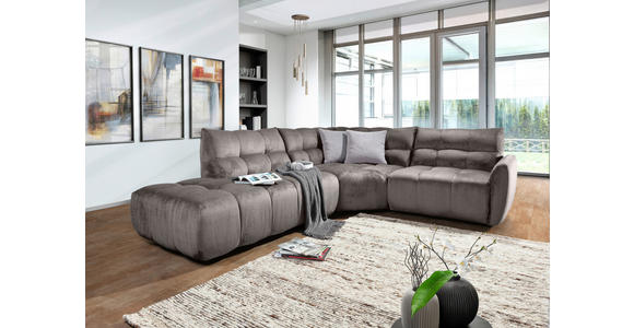 ECKSOFA Grau Flachgewebe  - Schwarz/Grau, MODERN, Kunststoff/Textil (275/235cm) - Landscape