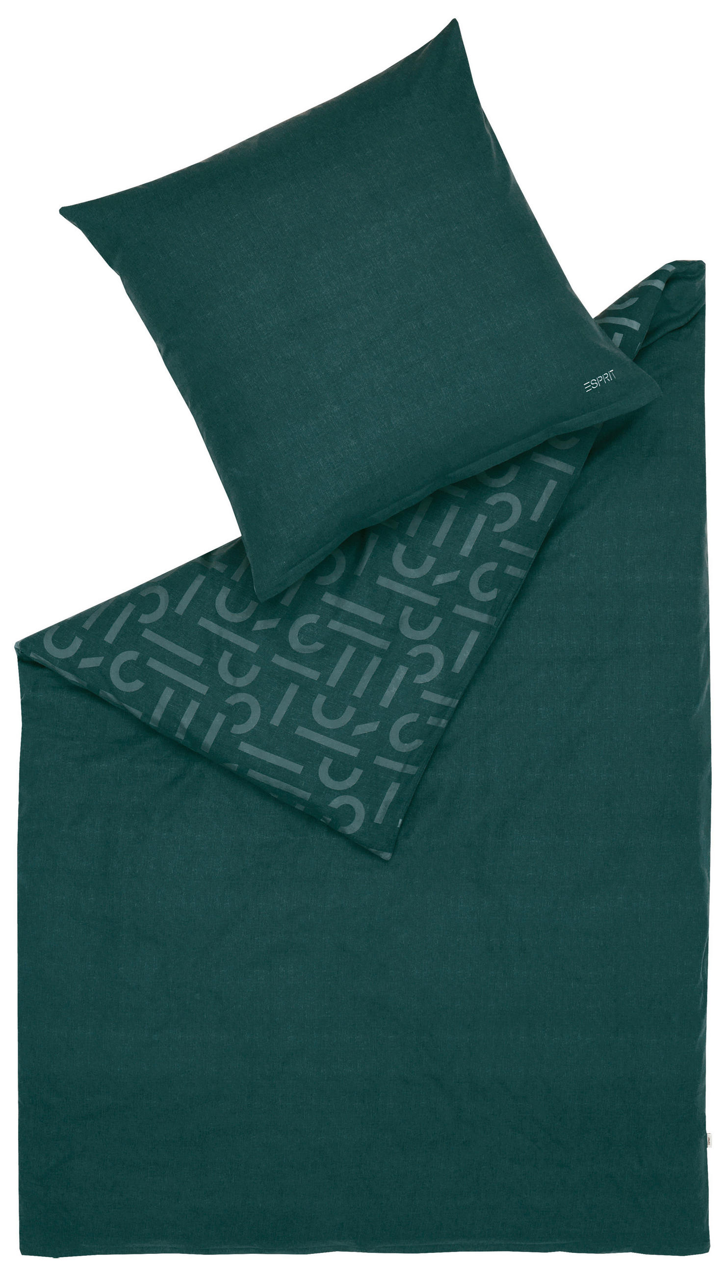 WENDEBETTWÄSCHE E-Scatter Big Flanell 135/200 cm  - Dunkelgrün/Grün, Basics, Textil (135/200cm) - Esprit