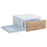 SÄNGBORD i vit, honungsek  - honungsek/vit, Modern, trämaterial/glas (48/15/28cm) - MID.YOU