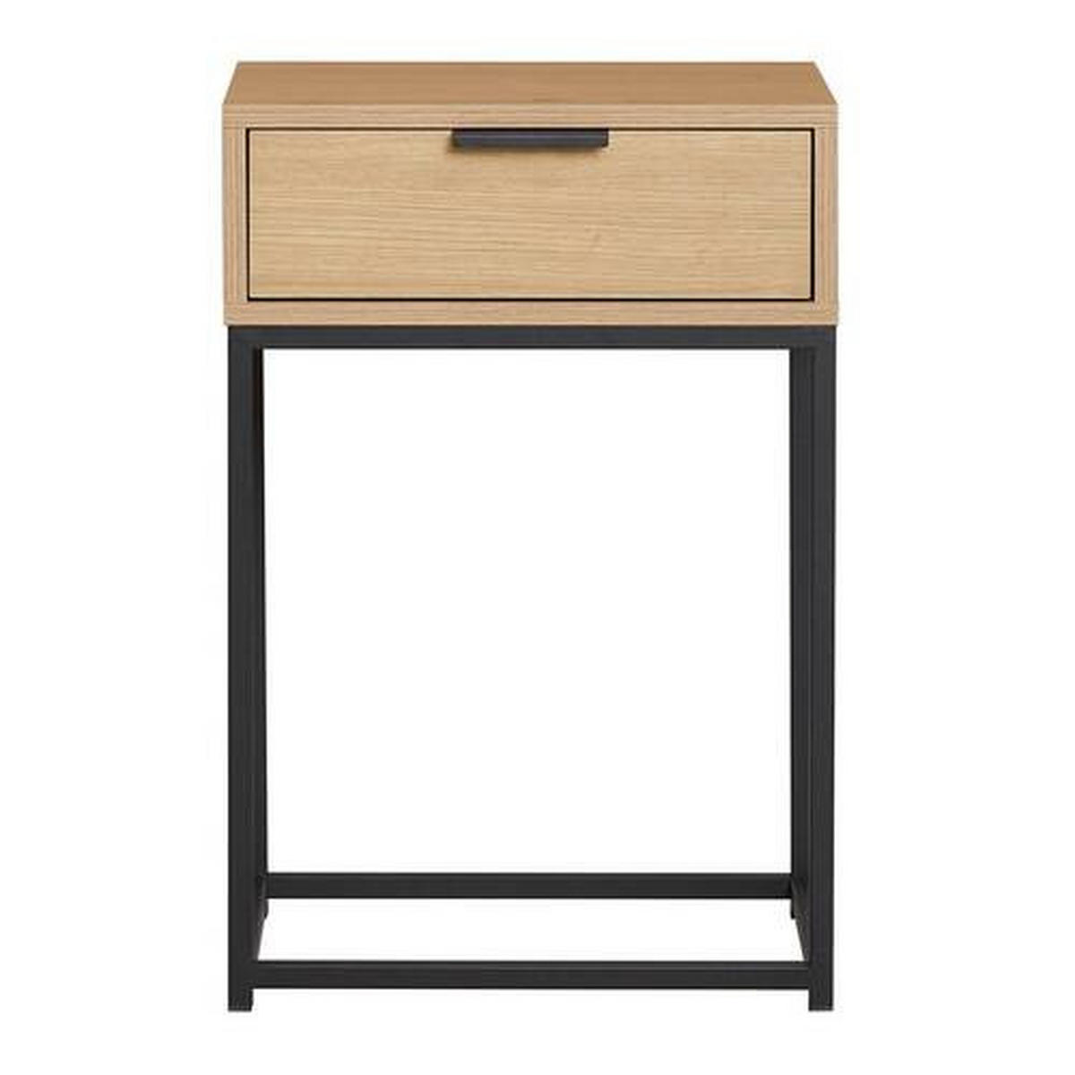 NACHTKÄSTCHEN in Schwarz, Eichefarben  - Eichefarben/Schwarz, MODERN, Holzwerkstoff/Metall (40/60/28cm)