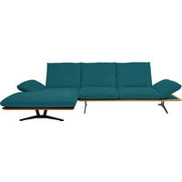 ECKSOFA in Flachgewebe Petrol  159/314 cm  - Petrol/Schwarz, Design, Holz/Textil (159/314cm) - Dieter Knoll