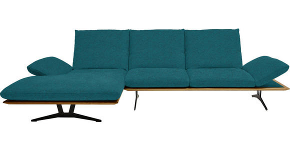 ECKSOFA  in Flachgewebe Petrol  159/314 cm  - Petrol/Schwarz, Design, Holz/Textil (159/314cm) - Dieter Knoll