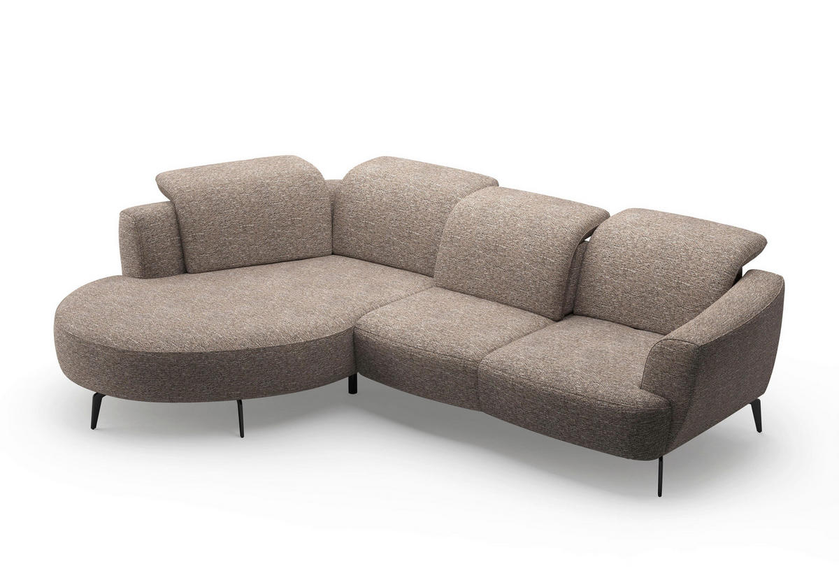 ECKSOFA in Chenille Cappuccino  199/309 cm  - Schwarz/Cappuccino, KONVENTIONELL, Textil/Metall (199/309cm) - Sit & More