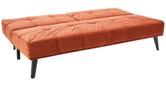 SCHLAFSOFA in Samt Dunkelorange  - Dunkelorange/Schwarz, Design, Holz/Textil (185/80/88cm) - Carryhome