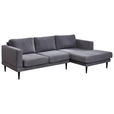ECKSOFA in Flachgewebe Grau 240/154 cm - Schwarz/Grau, KONVENTIONELL, Holz/Textil (240/154cm) - Carryhome