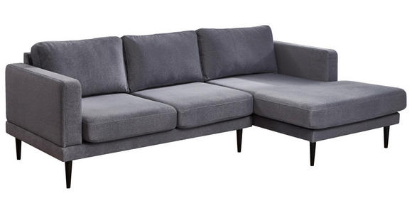 ECKSOFA in Flachgewebe Grau 240/154 cm - Schwarz/Grau, KONVENTIONELL, Holz/Textil (240/154cm) - Carryhome