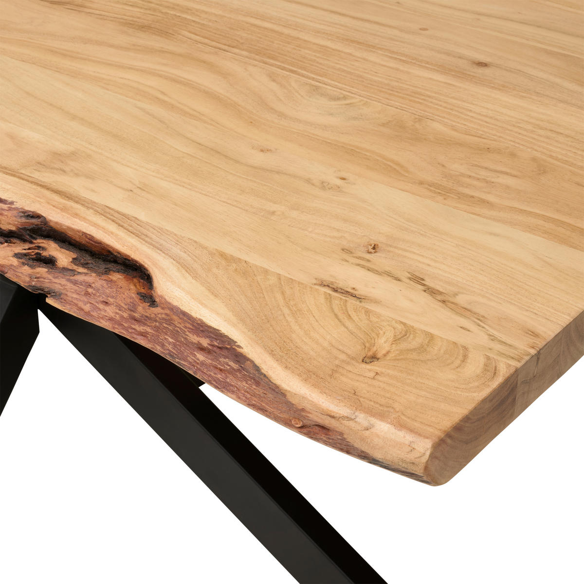 JEDÁLENSKÝ STÔL, akácia, čierna, farba akácie, 180/90/76 cm - čierna/farba akácie, Modern, kov/drevo (180/90/76cm) - P & B