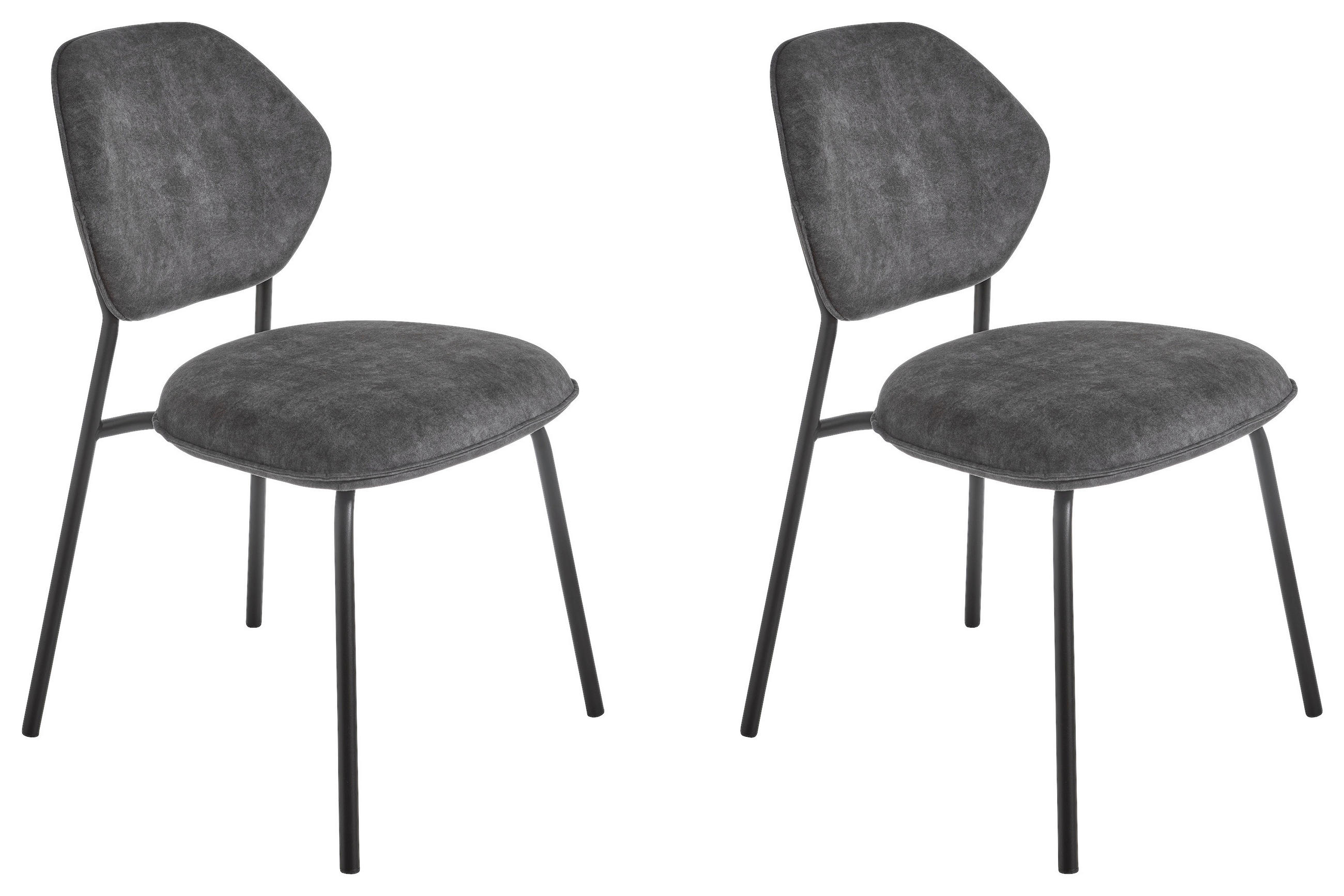 STUHL-SET 2 Stück  in Edelstahl Velours  - Schwarz/Grau, Basics, Textil/Metall (51/85/63cm) - Celina Home