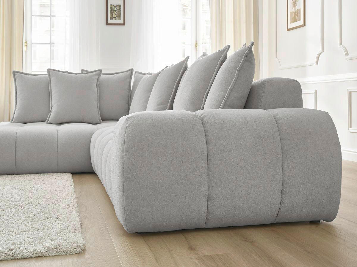 ECKSOFA Ottomane links  EVEREST Hellgrau Struktur  - Hellgrau/Schwarz, MODERN, Kunststoff/Textil (210/352cm)