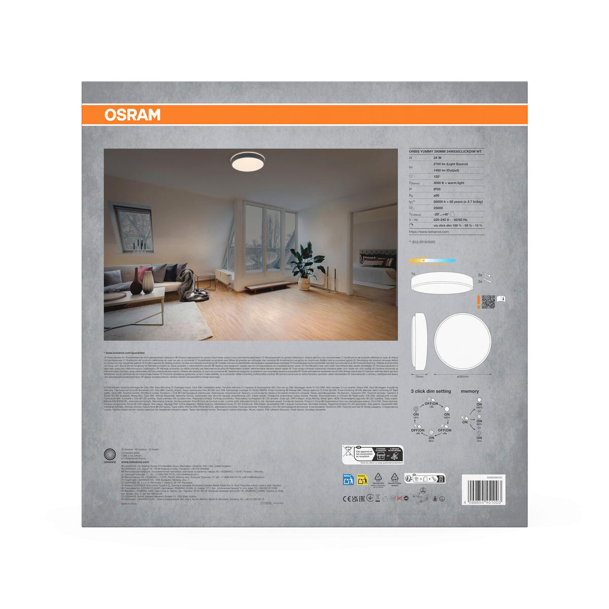 LED-DECKENLEUCHTE 39/7 cm   - Basics, Metall (39/7cm) - Osram