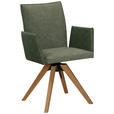 ARMLEHNSTUHL in Holz, Textil Grün, Eichefarben  - Eichefarben/Grün, KONVENTIONELL, Holz/Textil (64/91/61cm) - Moderano