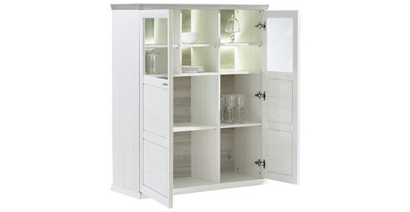 HIGHBOARD Grau, Weiß Beleuchtung  - Weiß/Grau, LIFESTYLE, Glas/Holzwerkstoff (110,2/134,3/43cm) - Hom`in