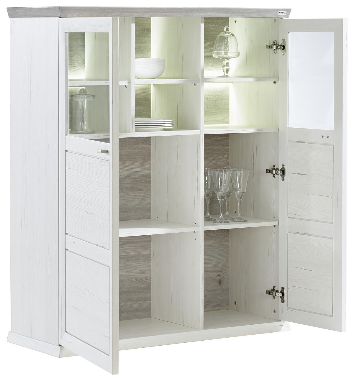 VYSOKÁ KOMODA, šedá, bílá, 110,2/134,3/43 cm - bílá/šedá, Lifestyle, kov/kompozitní dřevo (110,2/134,3/43cm) - Hom`in