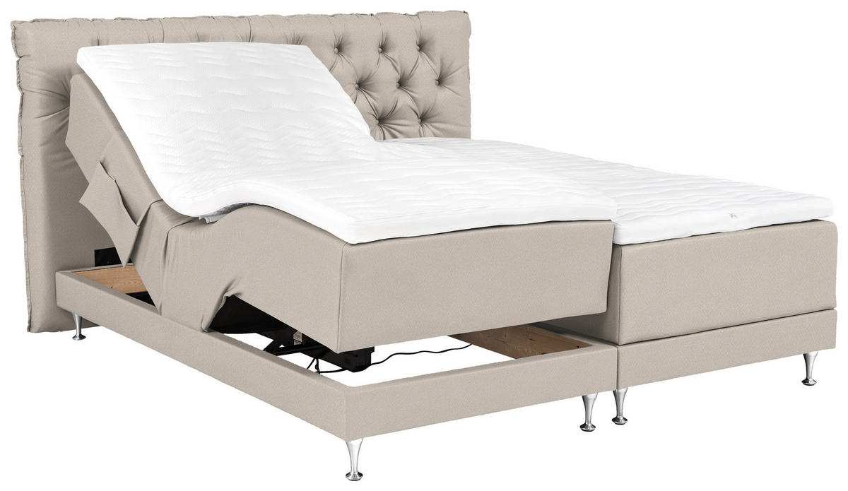 BOXSPRINGBETT 160/200 cm  Creme  - Blau/Silberfarben, Basics, Holzwerkstoff/Textil (160/200cm) - Welnova