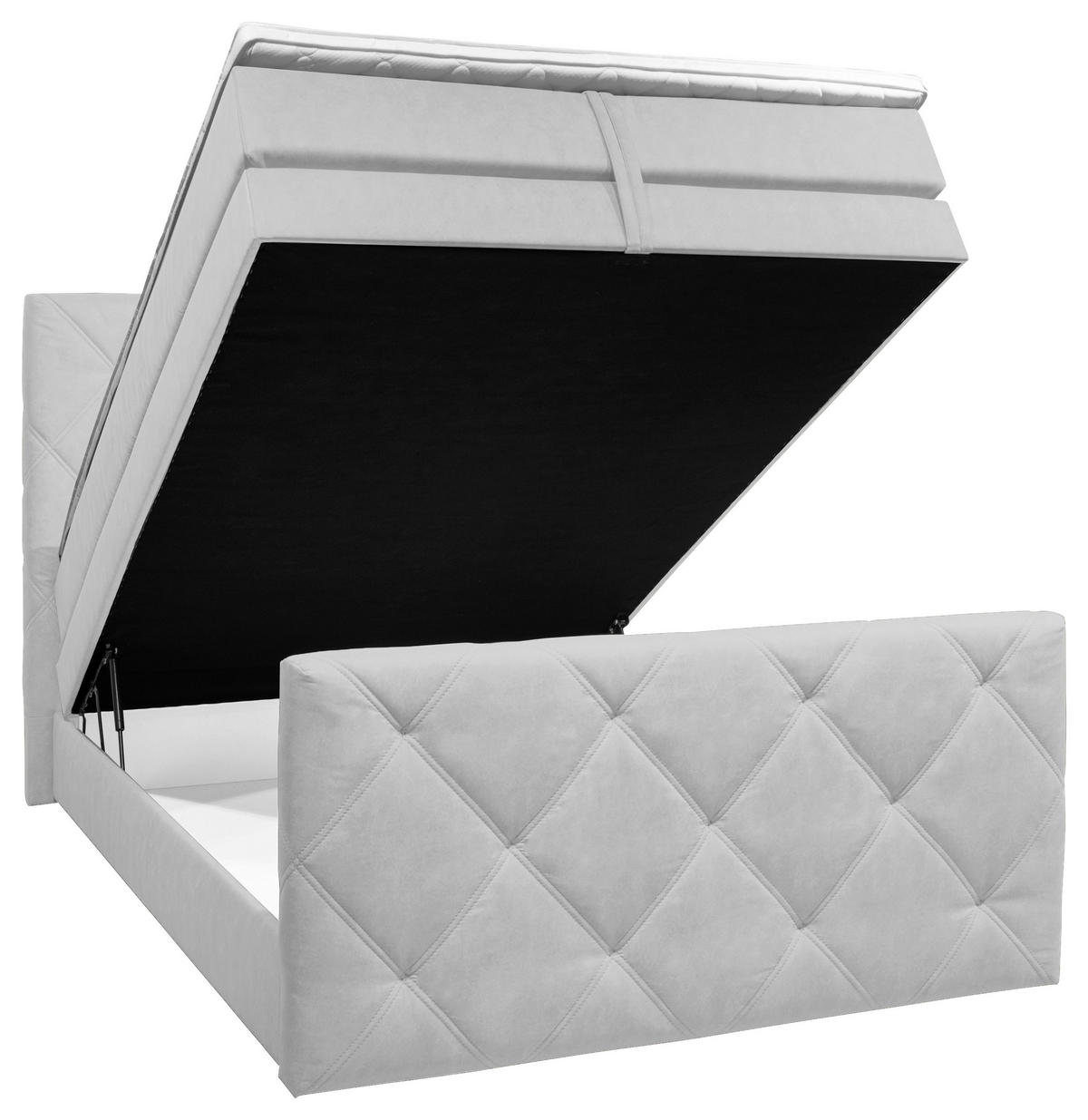 BOXSPRINGBETT 140/200 cm,  in Hellgrau, Bettkasten, Topper, Matratzen, H2 = mittel  - Hellgrau/Schwarz, KONVENTIONELL, Kunststoff/Textil (140/200cm) - Ti'me