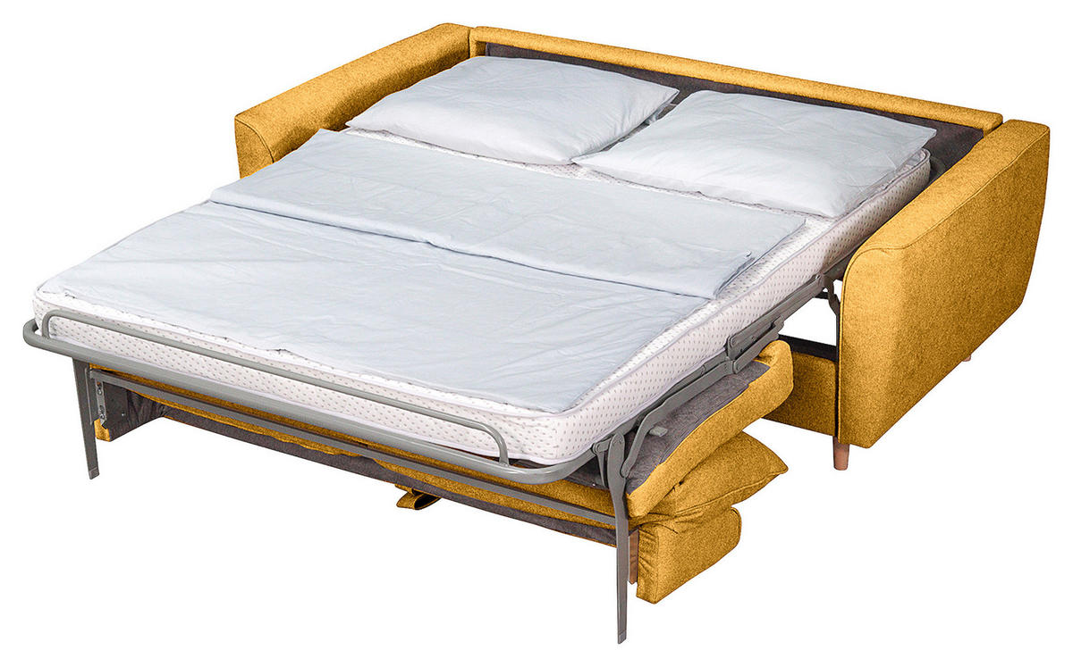 SCHLAFSOFA in Textil Senfgelb  - Buchefarben/Senfgelb, Design, Holz/Textil (195/90/102cm) - Livetastic