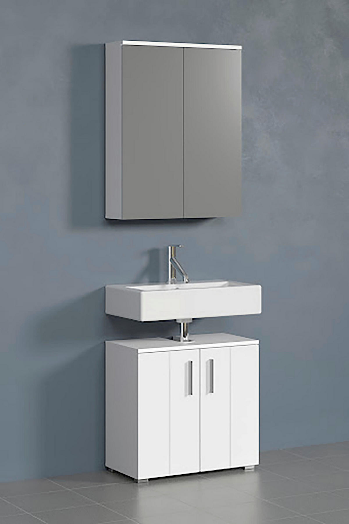 BADEZIMMER 2-teilig  in  - Weiß Hochglanz/Silberfarben, Trend, Holzwerkstoff/Kunststoff (60/192/32cm) - MID.YOU