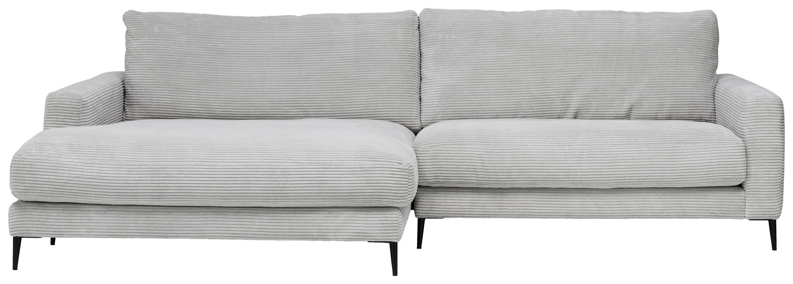 ECKSOFA in Cord Grau  - Schwarz/Grau, Design, Textil/Metall (190/272cm) - Lomoco