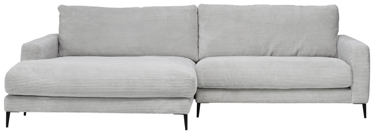 ECKSOFA in Cord Grau  - Schwarz/Grau, Design, Textil/Metall (190/272cm) - Lomoco