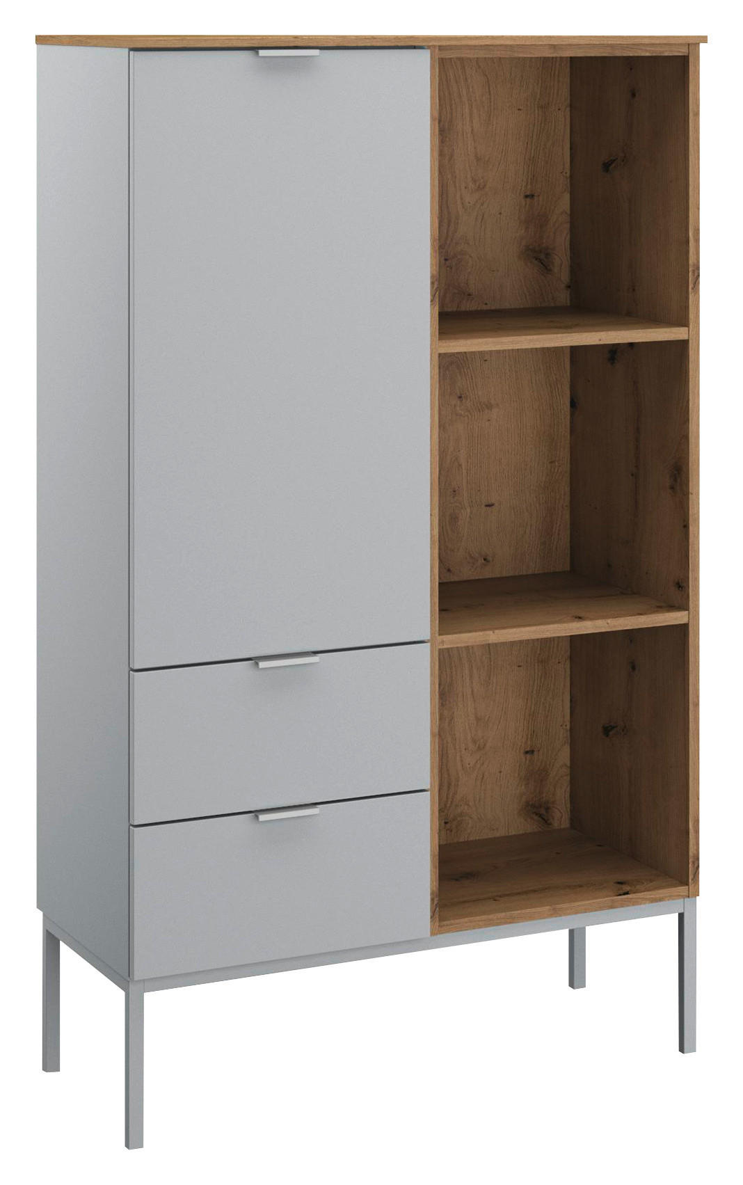 KOMMODE  in 80/138/42 cm  - Eichefarben/Alufarben, Trend, Holzwerkstoff/Kunststoff (80/138/42cm) - Stylife