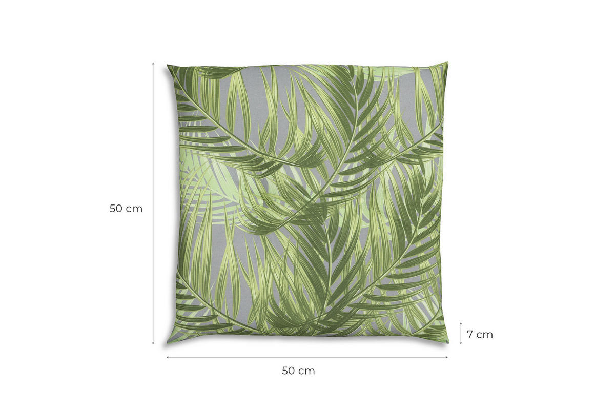 GARTENSITZKISSEN 2-er Set Blätter  - Grau/Grün, KONVENTIONELL, Textil (48/7/48cm)
