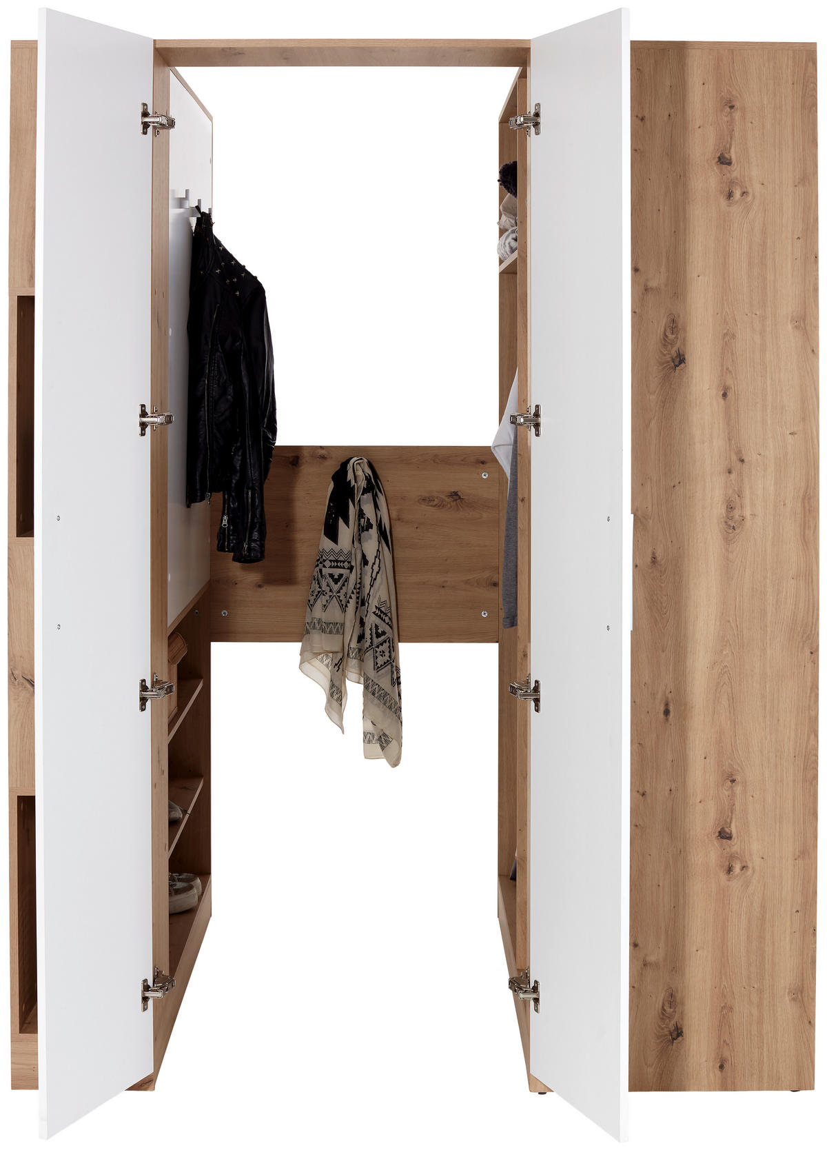 ECKSCHRANK 120/205/150 cm Weiß, Eiche Artisan  - Alufarben/Weiß, MODERN, Holzwerkstoff (120/205/150cm) - Ondega