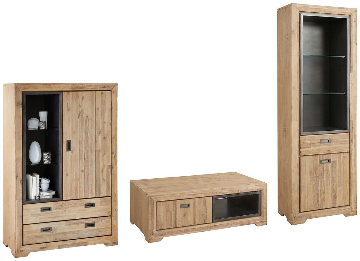 KLUB STOČIĆ 130/45/70 cm  siva, boja akacije  - boja akacije/siva, Lajfstajl, drvo/pločasti materijal (130/45/70cm) - Landscape